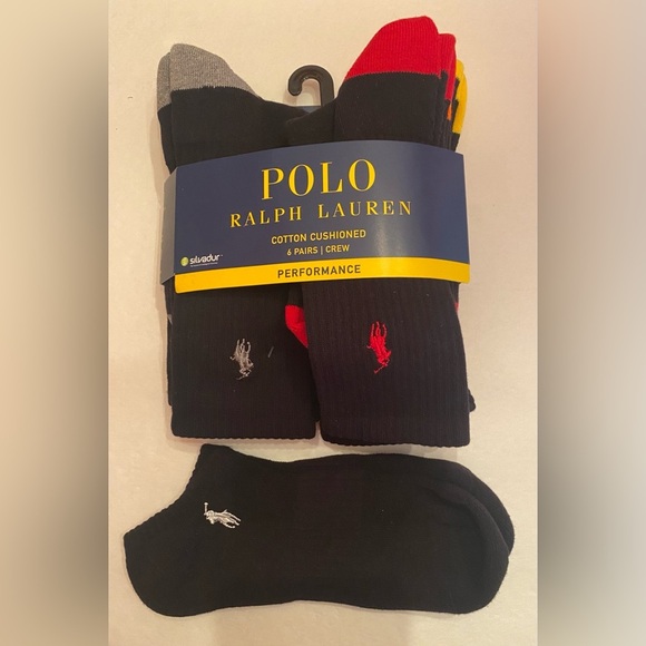 Polo Ralph Lauren Men’s Performance Crew Socks 5 + 1 Pack Shoe Size 6-12 1/2 - Picture 1 of 4